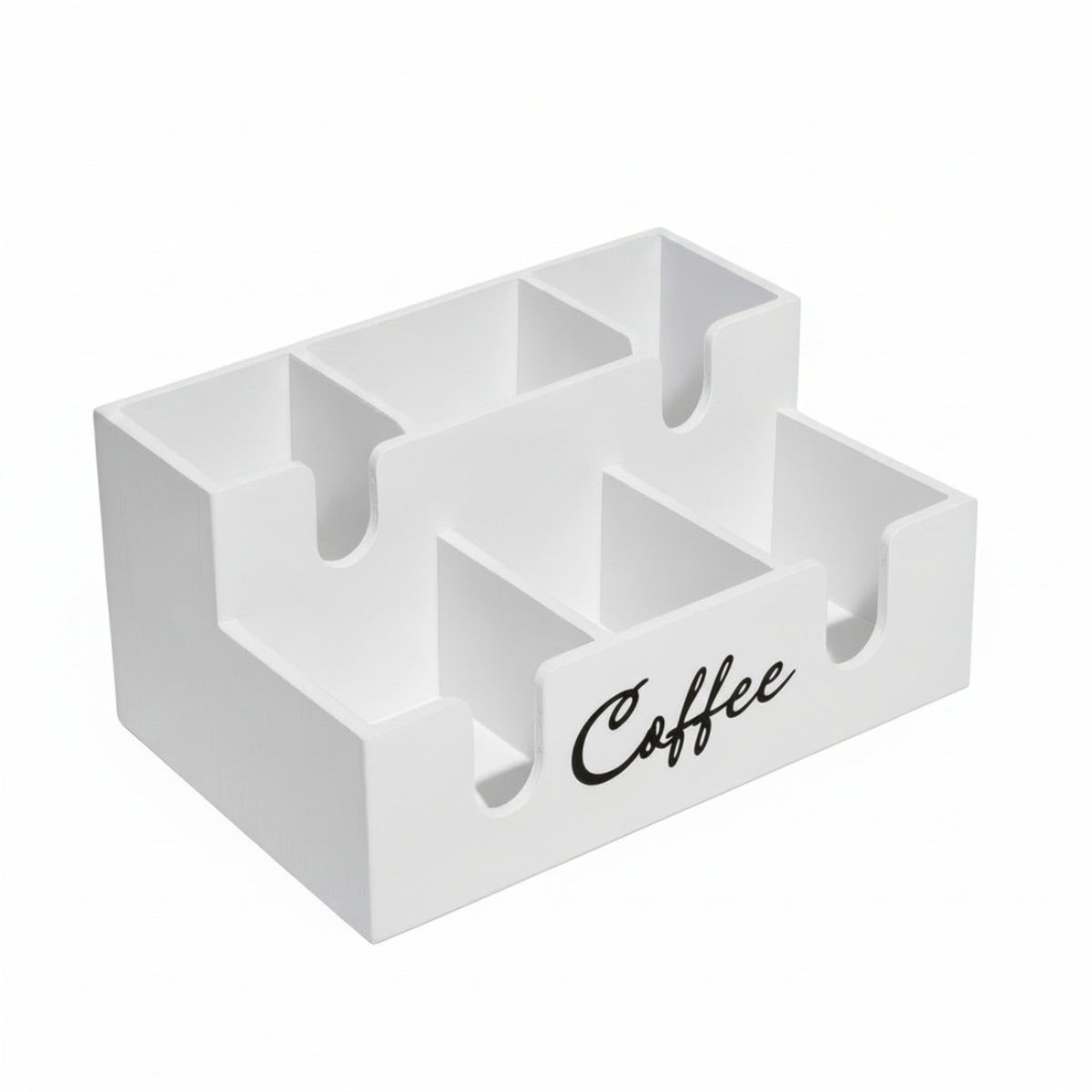 Wooden Minimalist Coffee Storage Box with Multiple Compartments for Tea Bags and Coffee Packets