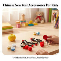 Chinese Fan Applique Handmade Hair Accessory Craft Material Design Vermilion Fan Shaped Applique for Crafters, Parents, Crafting