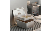2 Pieces Easy to Clean Stainless Steel Drain Pan Set Heavy-Duty Perforated Draining Tray Oven Safe Deep Rectangular Steel Tub for Commercial Kitchens, Restaurant, Food Service
