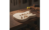 Electric Guitar Two-Horned Body-Curved Design Guitar Body with Cavities Lightweight for Luthier, Custom Projects