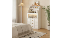 Stepped Storage Cabinet Freestanding Cabinet with Glass Door Multi-Tier Tall Storage Unit for Kitchen, Dining Room, Apartment
