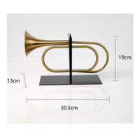 Trumpet Bookends Sculptural Metal Bookends with Rectangular Base Heavy Duty Book Stopper for Avid Readers