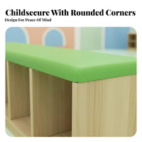 child-safe Height Padded Shoe Cubby Bench Multi-Functional Design Cubby Bench with padding Multifunctional children's Furniture Space-Saving for Toddlers, Homeowners, Kindergarten, Dance Studio, Classroom, Entryway