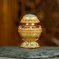 Fuhuiyuan Copper Alloy Miniature Treasure Vase with Lotus Design
