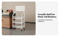 Movable Multi-Tier Rolling Cart Space Saving Storage Rack with Wheels Large Capacity Mobile Shelving Unit Heavy Duty for Shop Owners, Homemakers, Supermarket, Convenience Shop, Living Room, Bedroom