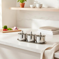 Stainless Steel Seasoning Container Set Dishwasher Safe Kitchen Countertop Seasoning Organizer for Dining Table