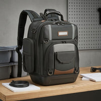 Zippered Compartments Molded Base Backpack Large Capacity Heavy-Duty Tool Backpack Molded Base Tool Bag for Job Site, Worksite