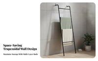 Wall-Leaning Storage Rack Multi-Tier Ladder Towel Rack Space-Saving Leaning Blanket Ladder for Washroom, Bedroom, Living Room