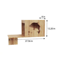 Cat Climbing Wall Shelves Set with Enclosed House, 7-Piece Rubber Wood Frame and Wall Stairs for Large Indoor Kittens