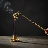 Decorative Candle Snuffer Safe Flame Extinguishing Candle Flame Suppressor Minimal Smoke Long Handle Wick Snuffer Long-Lasting Metal for, Home Decor, Dinner Table, Spa