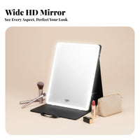 illuminated Tri-Fold Lighted Mirror Foldable Design grooming Tool Portable with Handle individual Care Item tap Control for Makeup Artists, Travelers, Teen Girls, on-site, Dressing Table, Bedroom, Bathroom