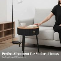 Light Luxury Feel Fluted Drum Table Minimalist Design Round Fluted Nightstand Sturdy Construction Bedside Cabinet Multifunctional for Apartment Dwellers, Homeowners, Interior Decorators, Living Room, Bedroom, Entryway, Home Creamice
