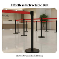 Heavy Duty Base Retractable Belt Stanchion Wear-Resistant Stainless Steel Queue Pole Belt Barrier Post for Event Organizers, Security Personnel, Business Owners, Airports, Hotels, Exhibition Halls, Retail Stores