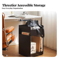 Minimalist Design 2-Tier Rolling Cabinet Multifunctional Side Table Mobile Design Nightstand Space-Saving for Apartment Dwellers, Downice Workers, Bedroom, Living Room, Small Areas, Under Desk
