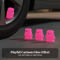 4 Pieces Luminous Penguin Valve Cap Cute Design Luminous Tire Stem Cap Easy To Install Cartoon Animal Wheel Valve Cover for Motorcycle Riders, Outdoor