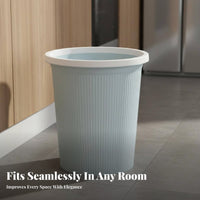 Lidless Striped Trash Can Uncovered Top Plastic Wastebasket with Pressure Band Plastic Garbage Can Easy to Clean for Kitchen