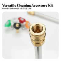7 Pieces 5 Color-Coded Nozzles Car Wash Water Extension Rod Includes Multiple Nozzle Tips Pressure Washer Extension Wand Kit