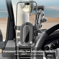 A-Pillar Phone Mount Vibration Resistant Grab Handle Phone Bracket Anti-Movement Mobile Accessory for SUV Owners, Adventure Drivers