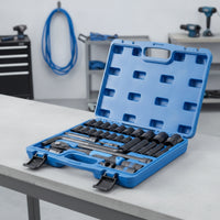 32 Pieces Socket Wrench Set Metric Socket Set with Case Deep Vehicle Tool Kit with for Mechanics, Home Mechanics, Automotive Repair, Garage