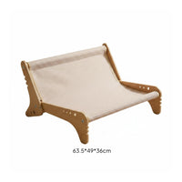 Slanted Backrest Pet Lounge Bed Raised Side Supports Sling Pet Bed Round Cutouts Wooden Feline Sofa Open Legs for Cats, Small Dogs, Indoor