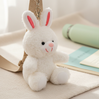 Cartoon Teddy Rabbit Plush Keychain Bag Charm Mini White Bunny Doll Phone Case Accessory