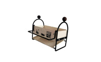 Metal Frame Sink Organizer Rack Cream-Colored Cloth Holder Rack Feline Print Compact