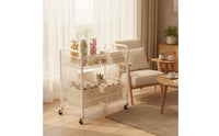 Folding Utility Cart with Wheels Foldable Two Tier Rolling Cart Space Saving for Vendors, Snack Counters