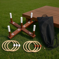 Wooden Hoop Toss Set Rustic Hoop Toss Game Scoreboard Yard Pastime