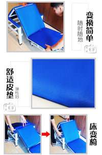 医用陪护椅床两用单人便携折叠床医院家用办公室午休床午睡椅躺椅 高档加固多功能折叠椅（蓝色）自己安装