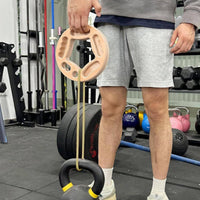 Skin-Friendly Wood Wooden Climbing Hangboard 9 Gripping Positions Pentagon Pinch Block 360° Rotation Portable Finger Strengthener for Climbers, Athletes, Home Gym, Warm-Ups