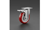 Quiet Operation Polyurethane Swivel Wheels No Noise Polyurethane Trolley Wheel Wear Resistant Swivel Caster with Brake 360 Degree Rotation for Industrial, Garage