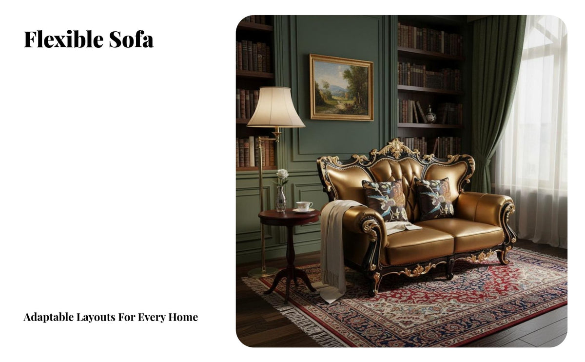 Carved Frame Tufted Couch European look Loveseat and Armchair Collection Luxurious Design Sofa Set for Families, Villa, Formal Reception Area, Office