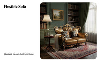 Carved Frame Tufted Couch European look Loveseat and Armchair Collection Luxurious Design Sofa Set for Families, Villa, Formal Reception Area, Office