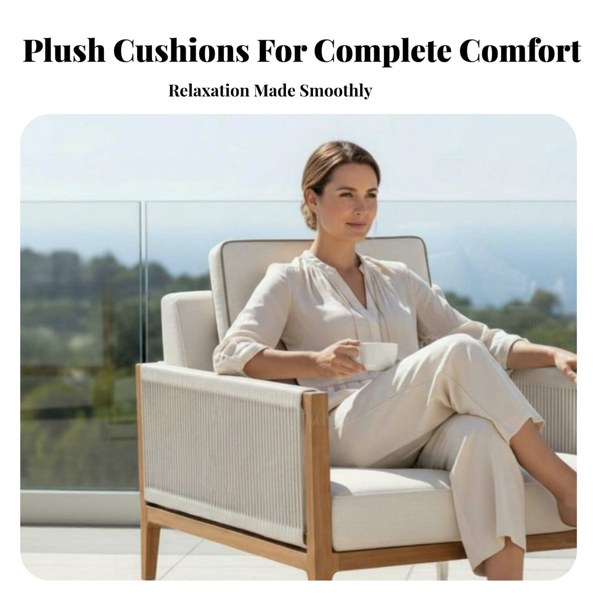 4-Piece Conversation Set Weather-Resistant Outdoor Furniture Luxury Design Patio Seating Group for Villa Owners, residents, Garden, posterioryard, Balcony