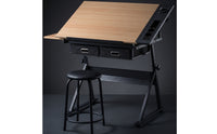Drafting Table with Stool Tilting Drawing Desk with Stool Slanted for Architects