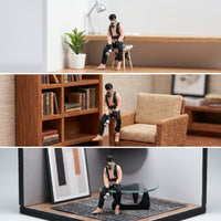Color-Printed Miniature Man with Camera Collectible Photographer Figurine Tiny Seated Figure Micro for Hobbyists
