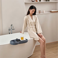 Hydrotherapy Bath Tray with Beverage Holders Oval Clamp Spa Side Table Non Slip