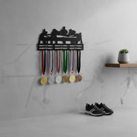 Medals Display Hanger Rack Metal Medals Display Hanger Black Ribbon Holder for Runners, Gymnasts, Bedroom, Office