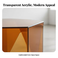 Space-Saving Sofa Side Table Transparent Look Waterfall Side Table Multi-Functional Nightstand Modern Design for Apartment Dwellers, Homeowners, Interior Decorators, Bedroom, Home Office