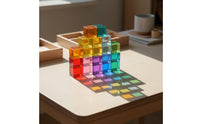 20 Pieces Translucent Colorful Cubes Early Learning Acrylic Building Blocks Smooth Edges Translucent Building Blocks for Kids, Preschoolers