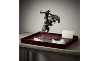 Cowboy Horse Statue Detailed Design Bronze Horseman Statue Artisanal Appearance Horseback Riding Ornament for Office