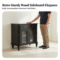 Vintage American Sideboard Versatile Use French Design Buffet Adjustable Shelves Dining Room Credenza for Homeowners, Adults, Entryway, Hallway