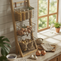 Multi Tier Organizer Shelf Easy to Assemble 3-Tier Storage Organizer Sturdy Wooden Lattice Storage Rack for Living Room