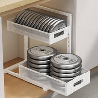 Pull-out Cabinet Organizer Versatile Adjustable Rack Large Capacity 2-Tier Sliding Basket Organizer for Kitchen, Pantry, Lavatory