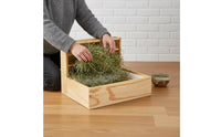 Wooden Hay Feeder with Tray Wood Small Pet Hay Feeder Large Capacity Grass Manger for Enclosures