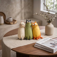 3 Pieces Handmade Cat Figurine Decorative Cat Desk Figurine Ornament Home Decor for Office