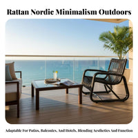 3 Pieces sun-resistant 3-Piece Woven Chat Set Rainproof outdoordoor Furniture Weather-Resistant space-saving Design for Hotel Managers, Guesthouse Owners, Balcony, Courtyard, Garden, rearyard