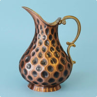 Flared Spout Copper Pitcher Curved Handle Copper Tea Pot Polished Metal Pitcher Imported