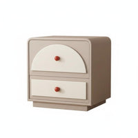 Minimalist Design Rounded 2-Drawer Chest No Assembly Required Nightstand Large Capacity Storage Bedside Cabinet Multi-Functional for Parents, Apartment Dwellers, Homeowners, Children's Room, Creamice