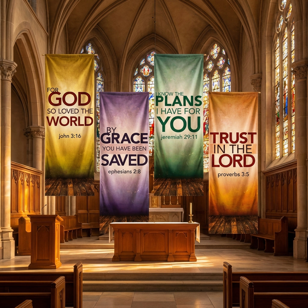 4 Pcs Easter Couplets Biblical Themes 'He Is Risen' Banner Easy to Install Easter Banner for Christians, Pastors, Prayer Room, Home